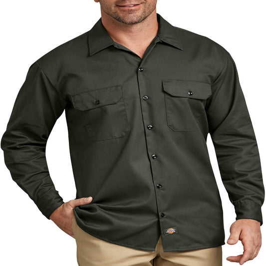Dickies 574 Original Long Sleeve Work Shirt – Olive Green